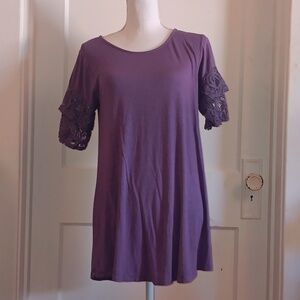 Purple blouse with lace sleeves
